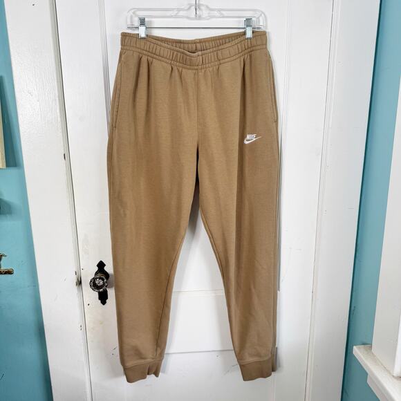 Nike Club Cuffed Pull On Sweatpants Pants Flax and White Logo Comfy Casual L - Picture 4 of 13